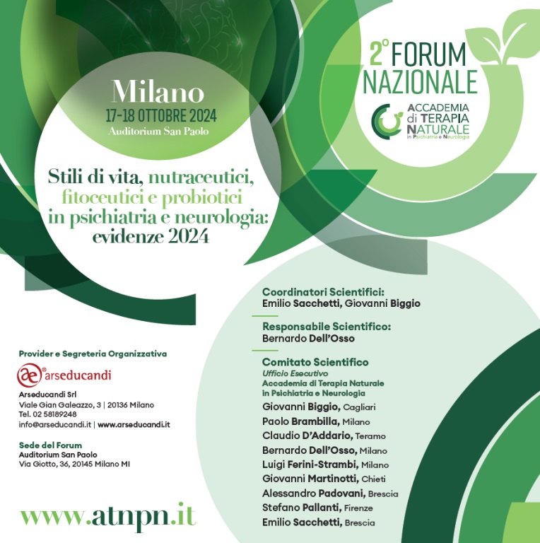 2° Forum Nazionale ATNPN - Stili di vita, nutraceutici, fitoceutici e probiotici in psichiatria e neurologia: evidenze 2024
